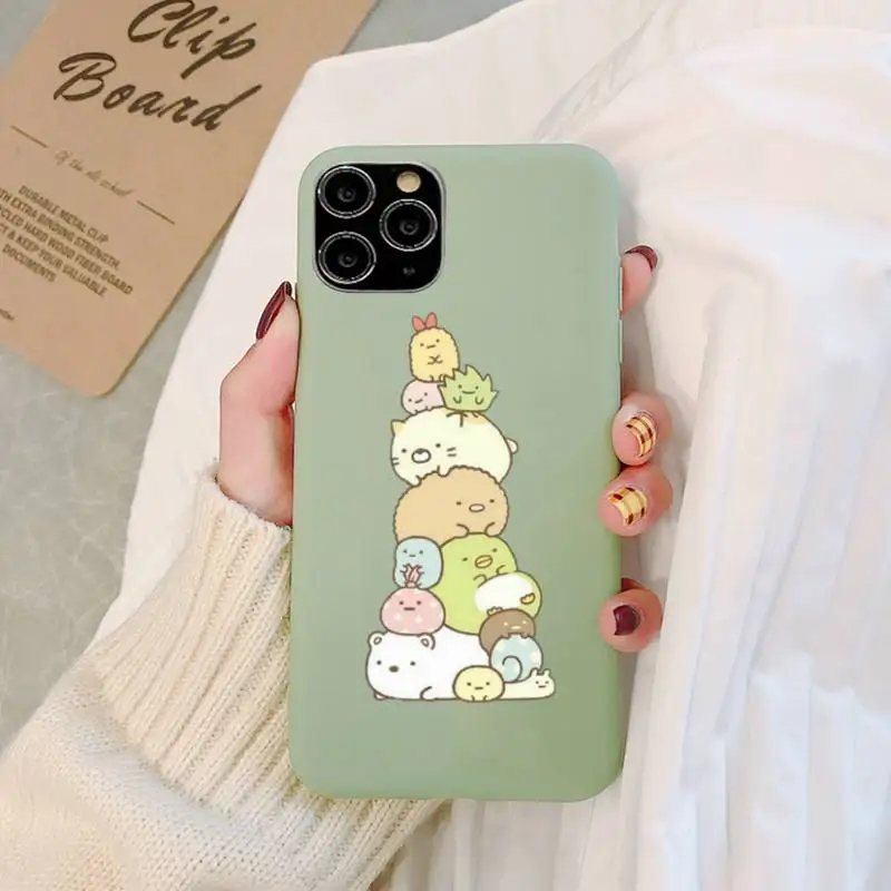 

FHNBLJ Japan anime sumikko gurashi Phone Case Soft Solid Color for iPhone 11 12 13 mini pro XS MAX 8 7 6 6S Plus X XR