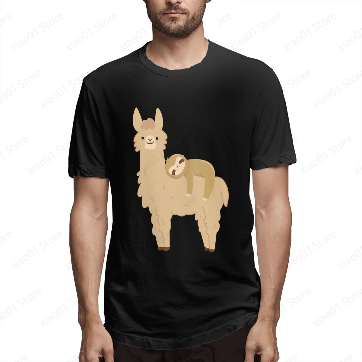 

Adorable Sloth Relaxing On A Llama Funny Llama Sloth T Shirt Men Women Graphics Harajuku T-Shirt Creativity Short Sleeve Tee Top