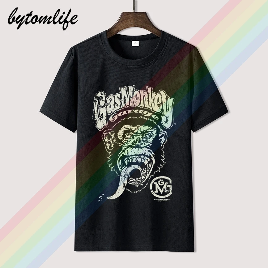 Футболка мужская с принтом газа хлопковая коротким рукавом в стиле ретро принт