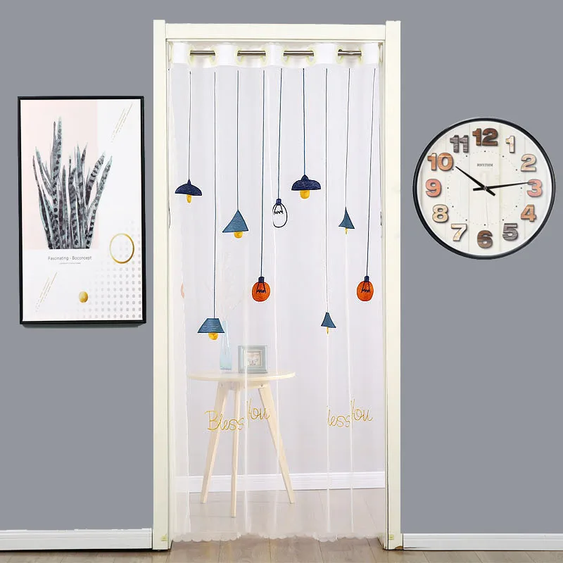 

Perforation-free Door Curtain Lace Partition Bedroom Household Toilet Fitting Room Kitchen Bathroom Defense Insect Curtain