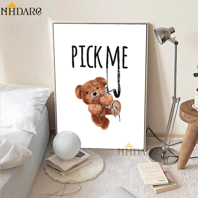 

Cute Little Bear Korea Fashion Sweet Home Decoration Canvas Print Painting Poster Wall Pictures Art Modern Nordic Living Room