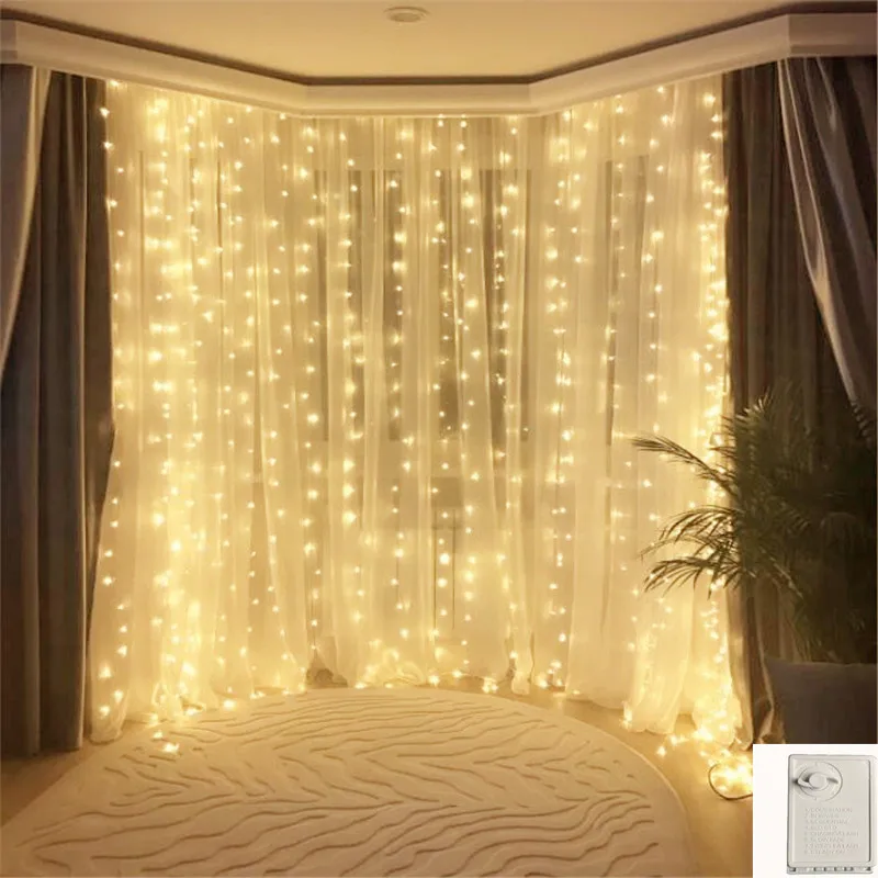 Memory 220V 4x2.5m Garland  LED Curtain Icicle String Fairy Light EU Plug  holiday Lighting Wedding party luces Indoor decor