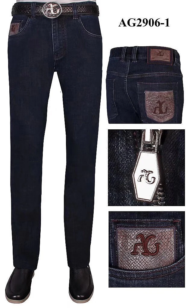 Джинсы мужские однотонные с вышивкой на осень и зиму | Мужская одежда