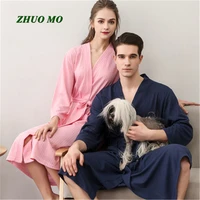 zhuo mo men women summer waffle bathrobe lovers bath towel gifts sexy knitted suck water kimono peignoir dressing gown sleepwear