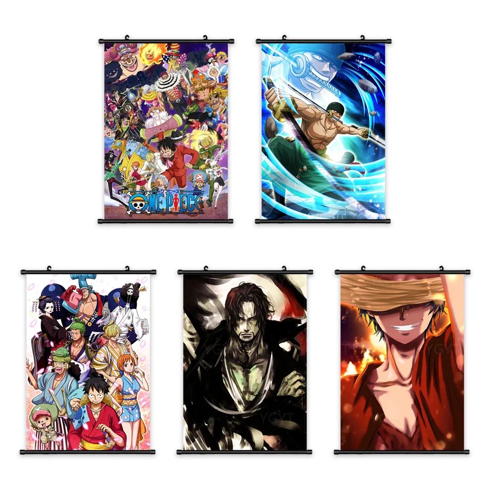 

Wall Art Japanese Classic Canvas Anime Pictures Painting Printed One Piece Poster Luffy Plastic Hanging Scrolls Home Decoration