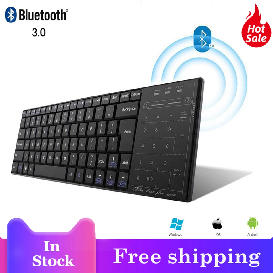 

Wireless Bluetooth Keyboard Touchpad With Mouse Mode Small Computer Keybord Touch Pad Ultra Slim BT Keypad For IPhone IPad Mac