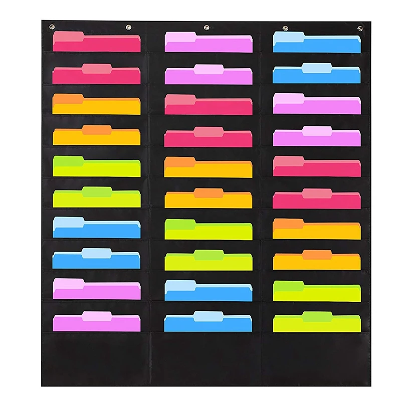 Heavy Duty Storage Pocket Chart with 30 Pockets 5 over Door Hangers Included | Hanging Wall File Organizer - Organize Your Assig Канцтовары