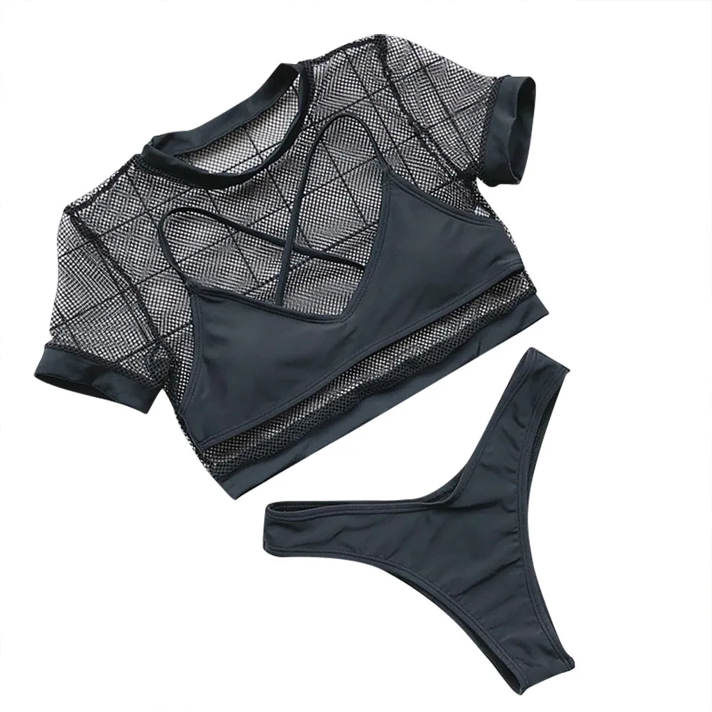 Женское нижнее белье цельное из двух частей женское Сетчатое комплект трех