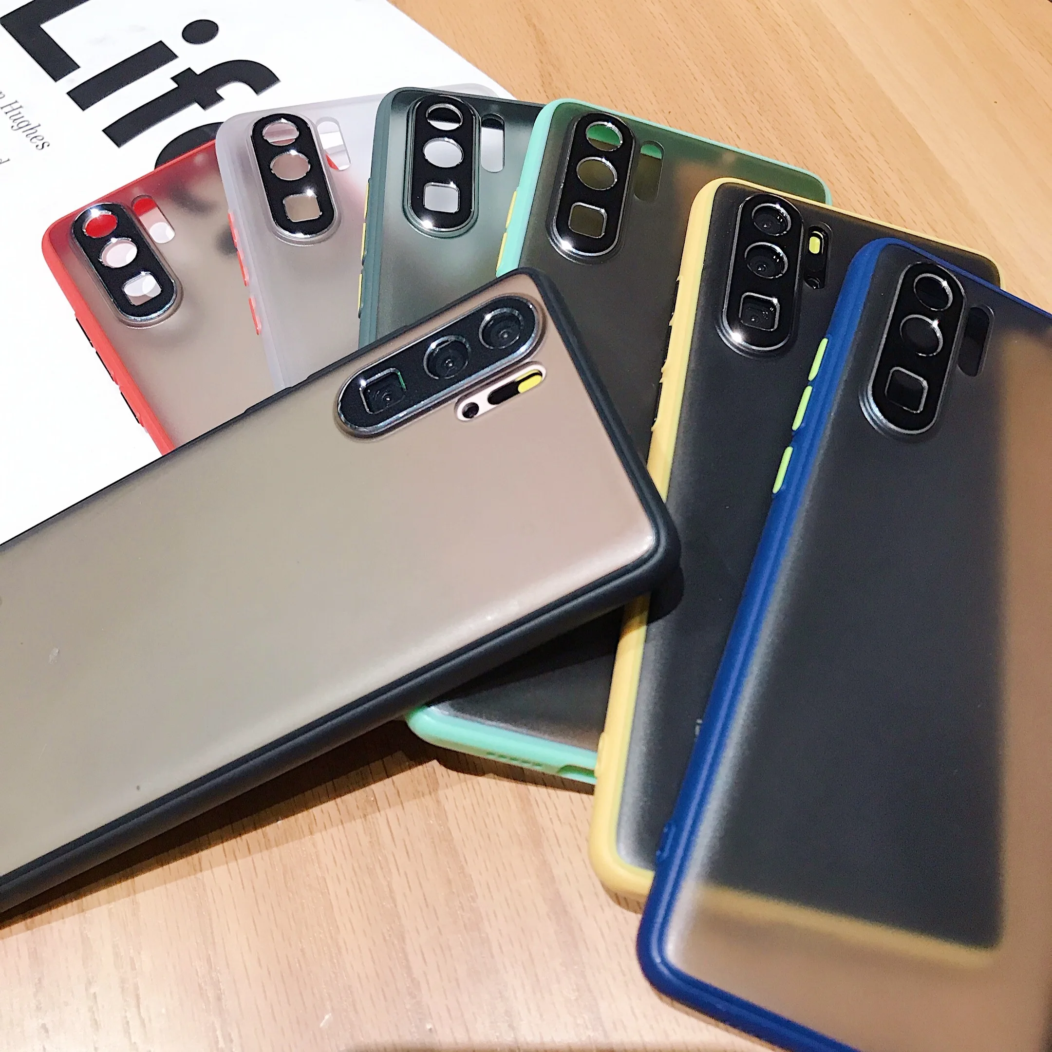 Для huawei mate 30 20 Pro чехол противоударный контрастная цветная рамка матовый