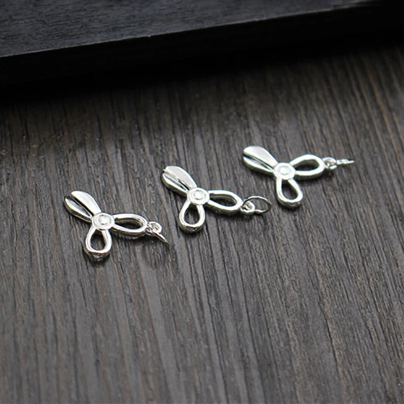 2pcs Manual DIY Charms 925 Sterling Silver Color Pendant Accessories Handcraft Creative Scissors Fittings Jewelry For Bracelet