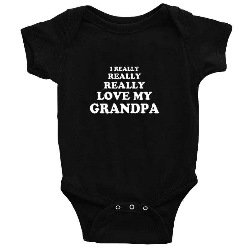 

DERMSPE I Really Love My Grandpa Baby Boy Girl Bodysuits Short Sleevele Infant Baby Clothes O-neck Baby Jumpsuit 0-24M