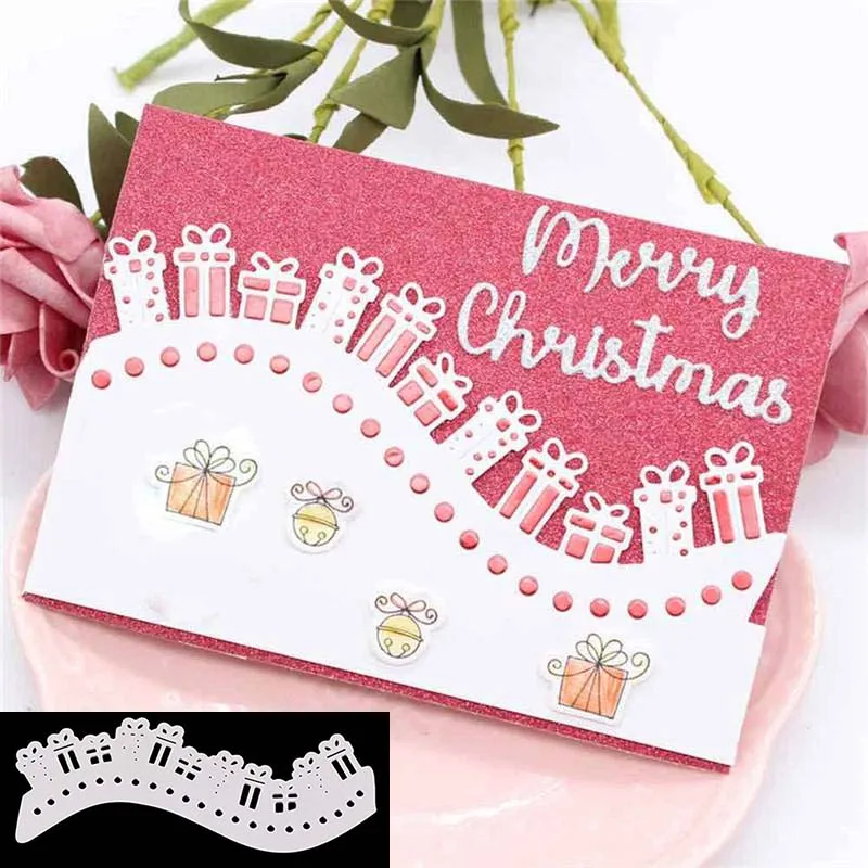 

Christmas Gift Border Metal Cutting Dies Stencils for Scrapbooking/photo album Decorative Embossing DIY Paper Cards