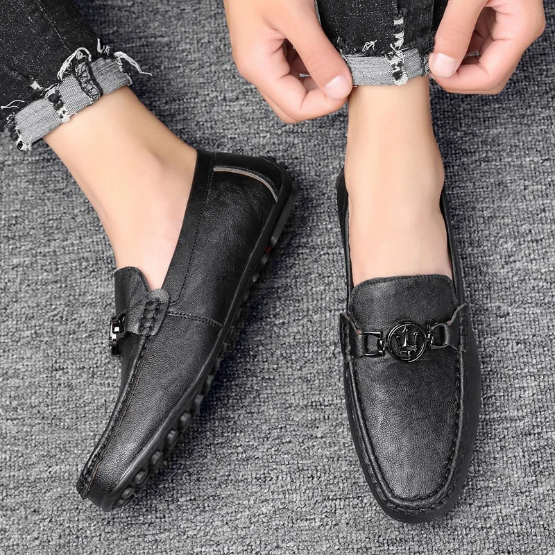 

Spring/Autumn Loafers Shoes For Men Black Pu Leather Casual Slip On Shoe Brand Men Loafers Flats Shoes Non-Slip Drive Shoe Mens