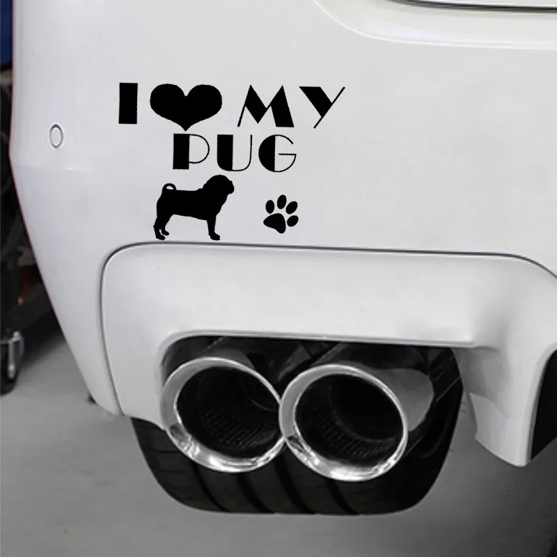 

Car Sticker Creative I LOVE MY PUG DOG Decal Personalized Vinyl Car Decoration Car Sticker Accessories, ZWW0609, 15cm*10.4cm