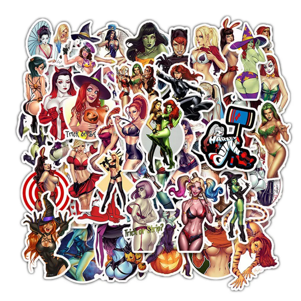 

50Pcs Computer Sticker Waterproof Tease Vulgar Sexy Beauty Girls Stickers Laptop Skateboard Luggage Decal For Notebook Sticker