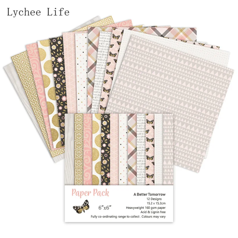

Lychee Life 12 Sheets Art Flower Scrapbooking Pads Paper Origami Art Background Paper Card Making DIY Scrapbook Paper Crafts
