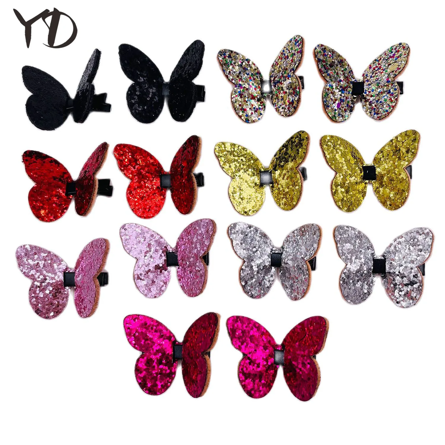 

2pcs/14pcs Fantasy Original Design Sequins Butterfly Korean Sweet Barrettes Accessories Hair Clip Headwear