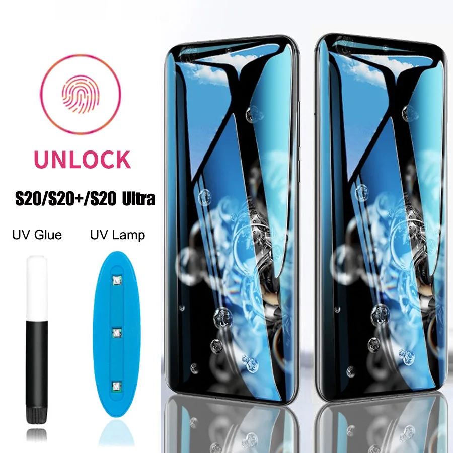 Закаленное УФ стекло для Samsung Galaxy S20 Ultra Защитное экрана + S 20 полностью ЖИДКОЕ Note 10