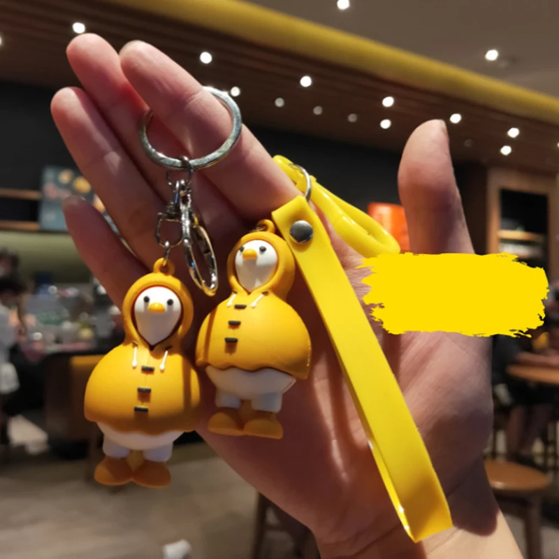 

Cute Raincoat duck Boy Girl Keychain Kawaii Women Car Key Chains Purse Pendant Bag Charm Key Rings Holders Lovers Gift Wholesale