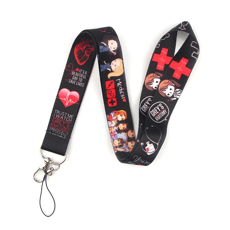 Greys Anatomy Lanyard Keychain Cartoon Phone Women Strap Neck Lanyards for ID Card Keys Doctors nurse gifts | Украшения и