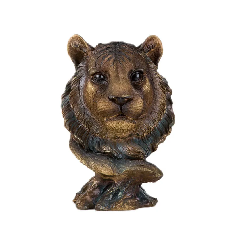 

Nordic Classical Bronze Leopard Head Artware Animal Sculpture Home Decoration Accessories Modern Art Resin Statue Room Ornament