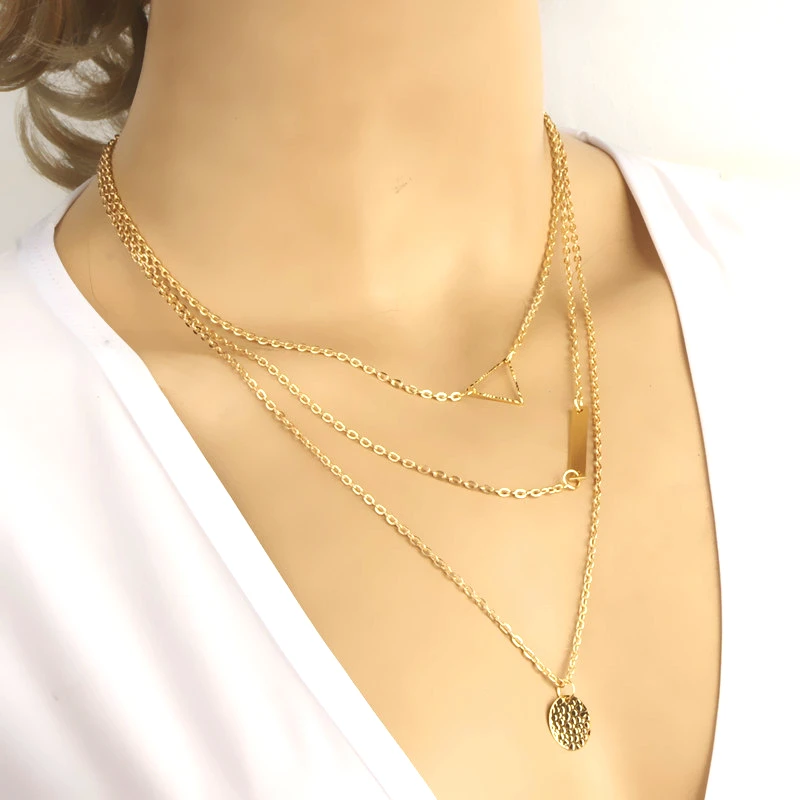 Женское Ожерелье в стиле стимпанк готическое ожерелье с полыми треугольными