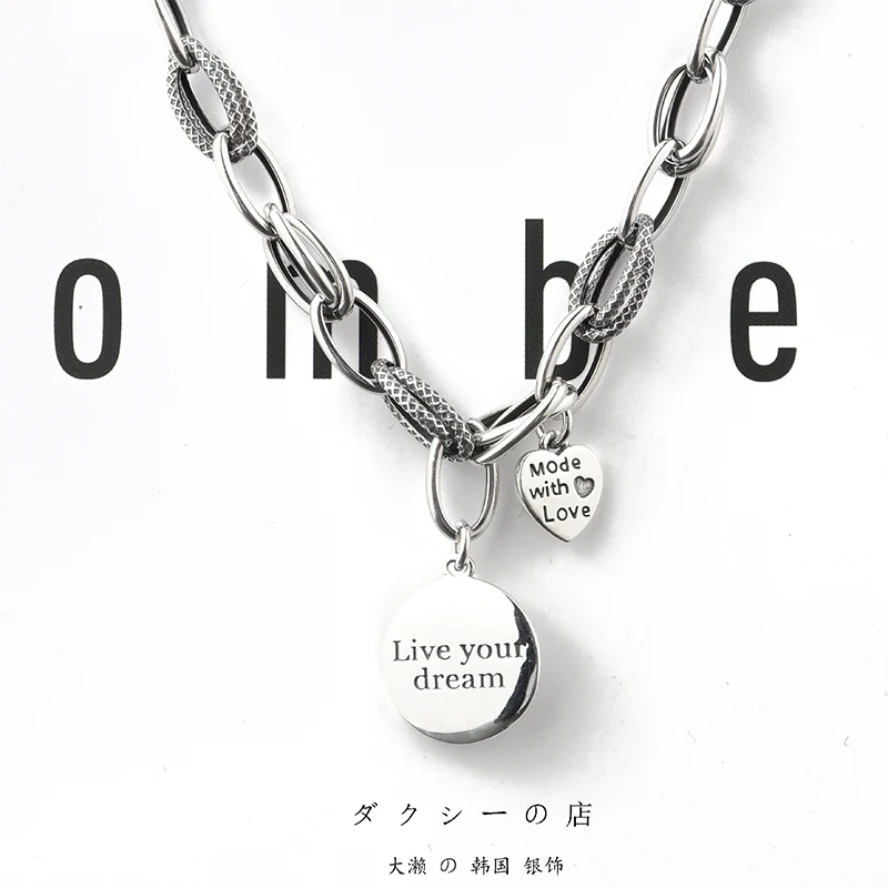 

Массивное ожерелье из стерлингового серебра 925 пробы, Женская Персонализированная цепочка-свитер в стиле ретро, серебряные ювелирные украш...