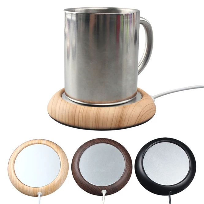 3 years warranty Protable USB Wood Grain Cup Warmer Heat Beverage Mug Mat Keep Drink Warm Heater Mugs Coaster
