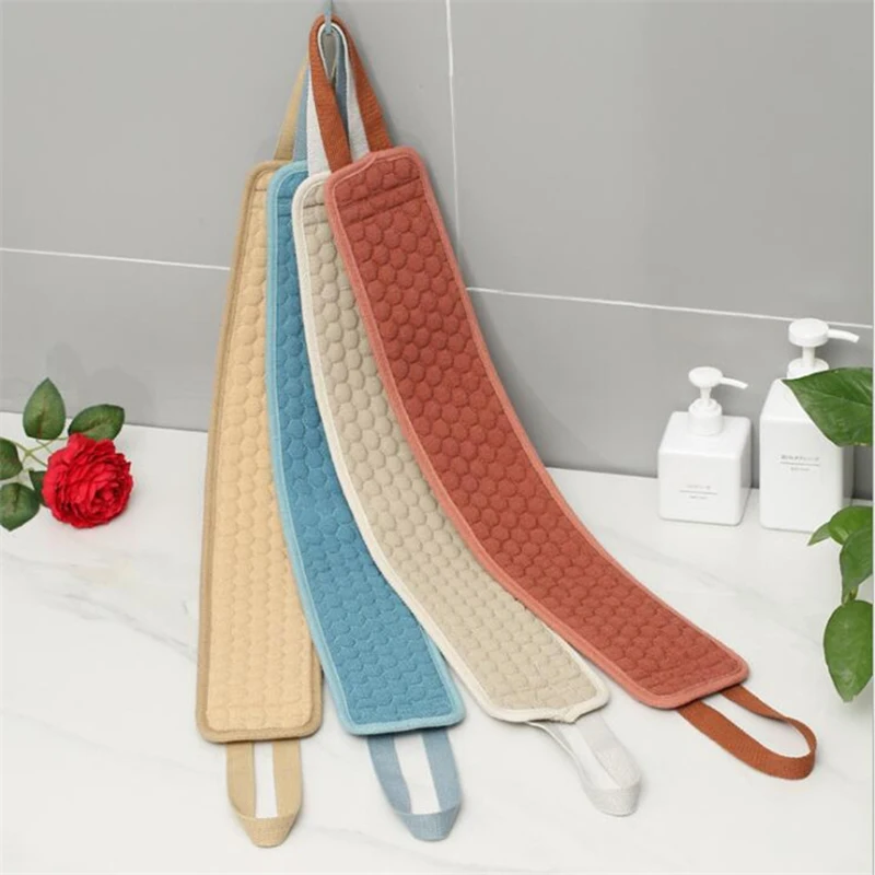 

Back Scrubber Brush long Strap Loofah Massage Pllet Bath Shower Exfoliating Scrubber Brush Body Sponge shown shower Back Strap