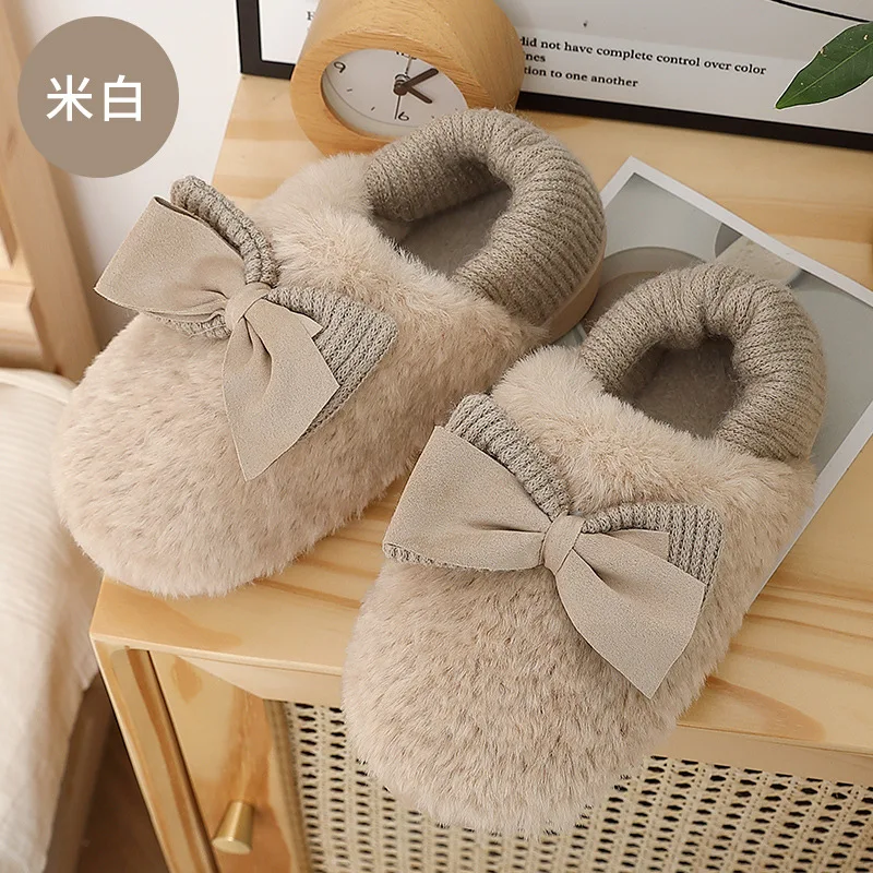 

Cute Slippers For Women Girls Fashion Kawaii Fluffy Winter Warm Bow Slippers Woman Cartoon House Slippers Funny Shoes
