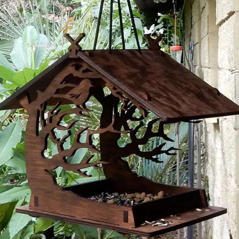 

Vintage Wood Attractive Wooden Birdhouse Bird Feeder Garden Gifts Courtyard Villa Balcony Bird Feeder Outdoor Garden Decoration