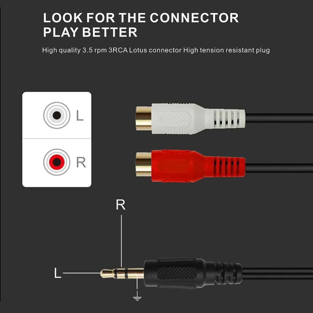 Аудиокабель-удлинитель с позолоченным штекером 3 5 мм на гнездо 2RCA | Электроника