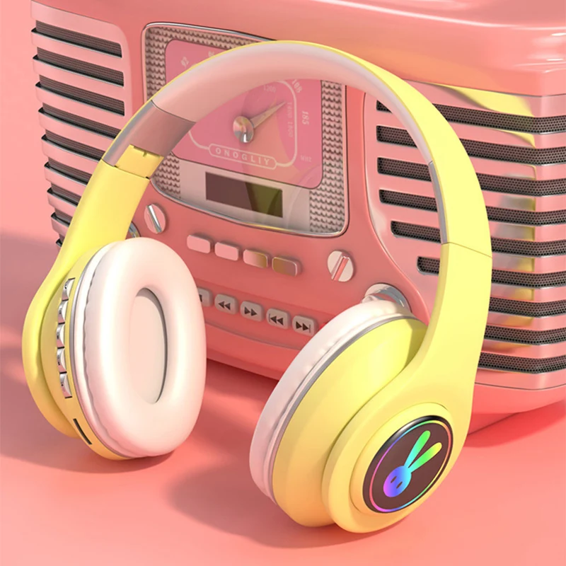 Милый кролик Животные Беспроводной наушников с микрофоном Складная Bluetooth 5 0 для