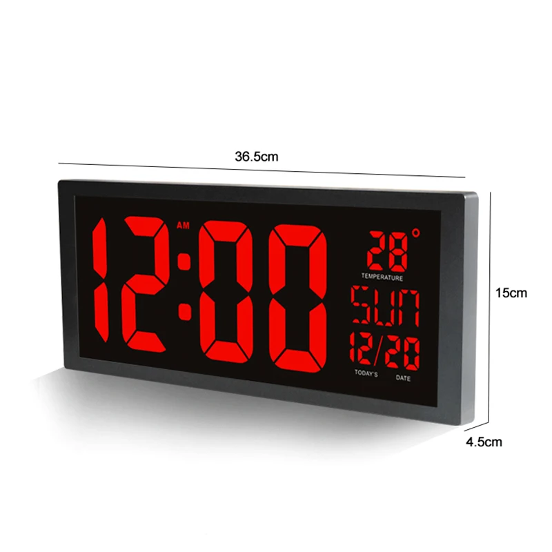 Большие светодиодные настенные часы с календарем, термометром, неделей и цифровым декором для дома на столе.