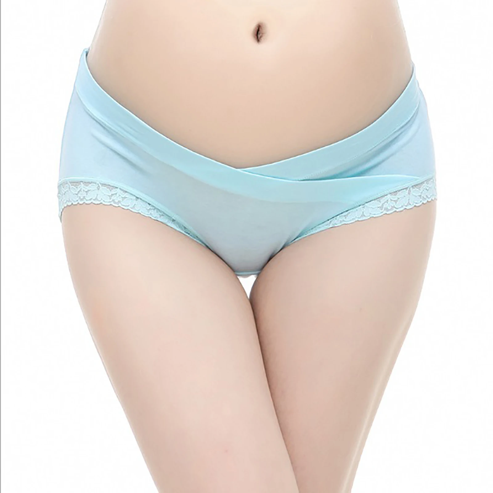 Ropa interior de maternidad de cintura baja para mujer, bragas de algod&oacute;n transpirables en forma de U, bragas suaves de embarazo-1
