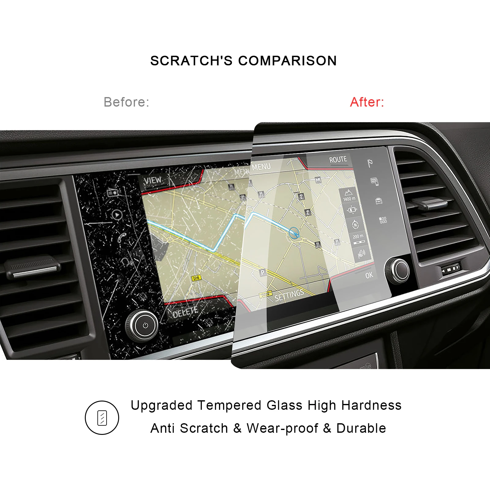 ruiya for ateca fr 2020 8 inch car navigation touch center screen protector auto interior accessories tempered glass film free global shipping