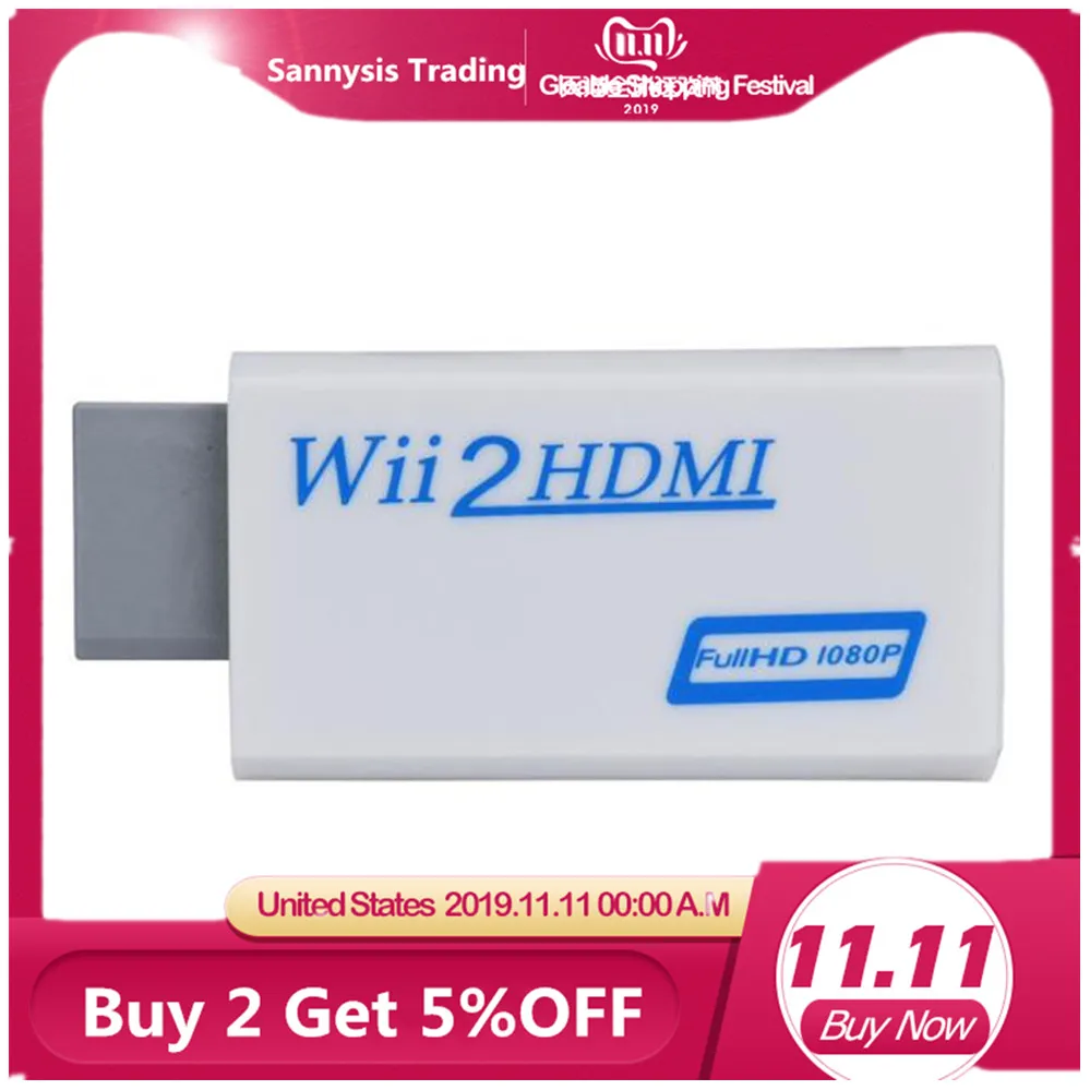 Высококачественный Full HD HDMI 1080P конвертер адаптер с 3,5 мм аудио выходом для wii 2 белый дропшиппинг