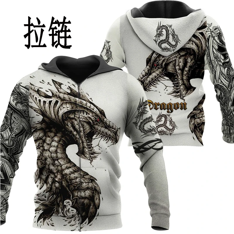 

Men's Women's Hoodie Black White Dragon 3D Printing Unisex Streetwear Pullover Zipper Casual Jacket Sportswear New Hot Sale 2021
