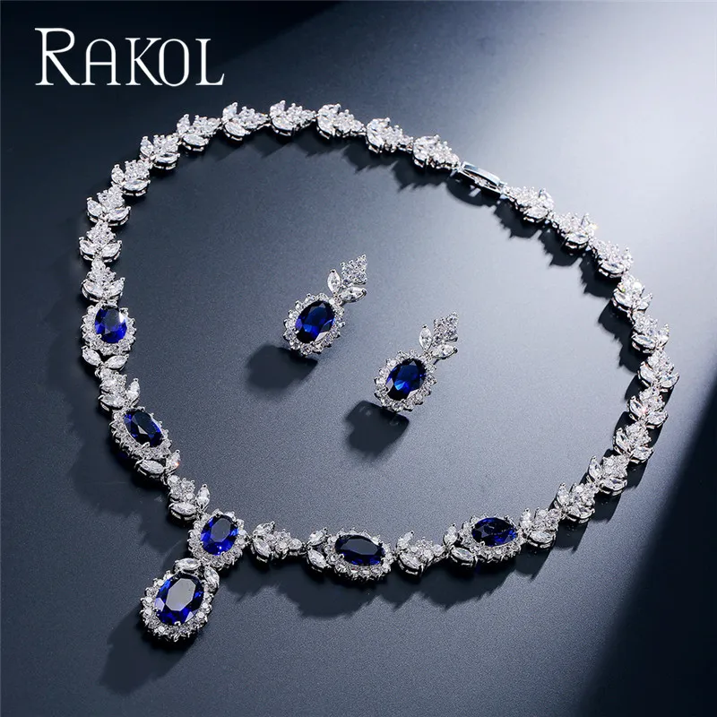 RAKOL романтический модный белый комплект ювелирных изделий цветок дизайн капли