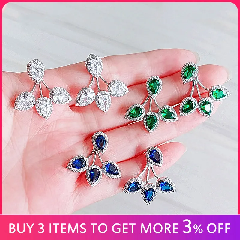 Женские свадебные серьги гвоздики RAKOL красивые в форме капли воды с кубическим