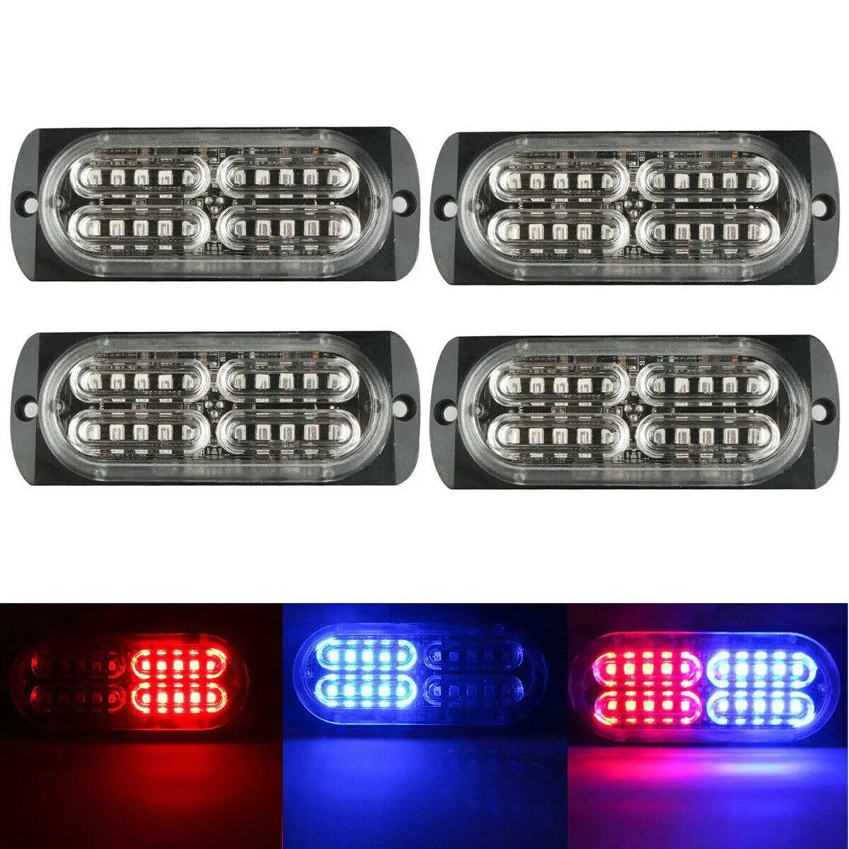 

4Pcs Red Blue Car Truck 20LEDs Emergency Beacon Strobe Light Warning Flashing Lamp 12V 24V Waterproof Camper Van Reversing Lamp