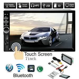 2 din car radio bluetooth hd 7 mp5 player touch screen fm sd usb iso power aux input rear view camera car audio free global shipping