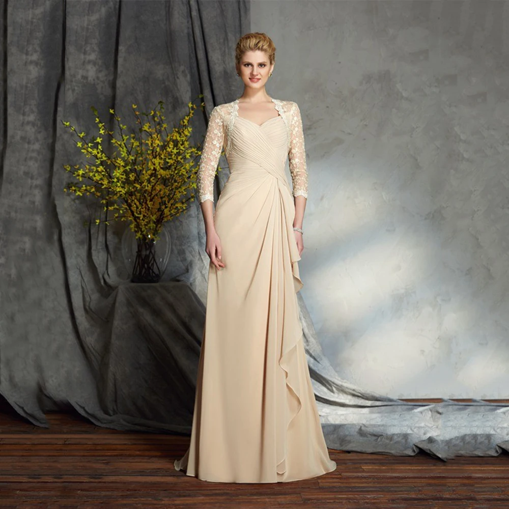 

Винтажное шифоновое вечернее платье для матери невесты 2021, в пол, с жакетом, плиссированное, ТРАПЕЦИЕВИДНОЕ, с рукавом 3/4, красные, Формальны...