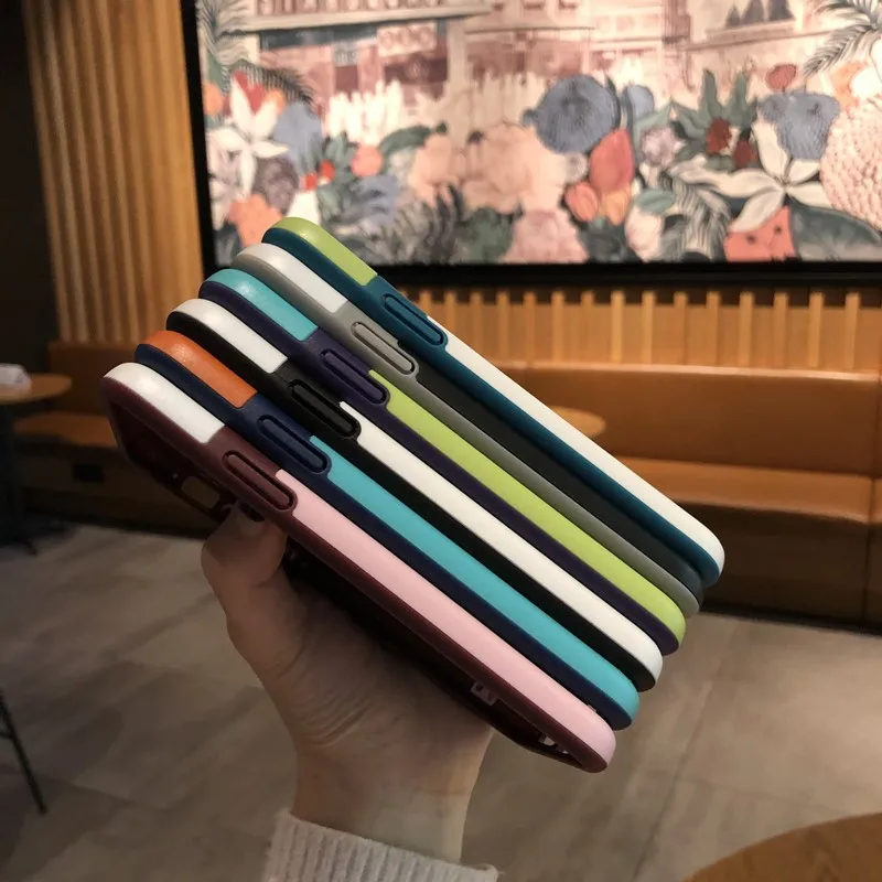 for iPhone 12 Pro Max 12Pro Mini 11 SE 2020 XS X XR 7 8 Plus Case Colorblock Silicone Soft Shockproof Back Cover Funda | Мобильные