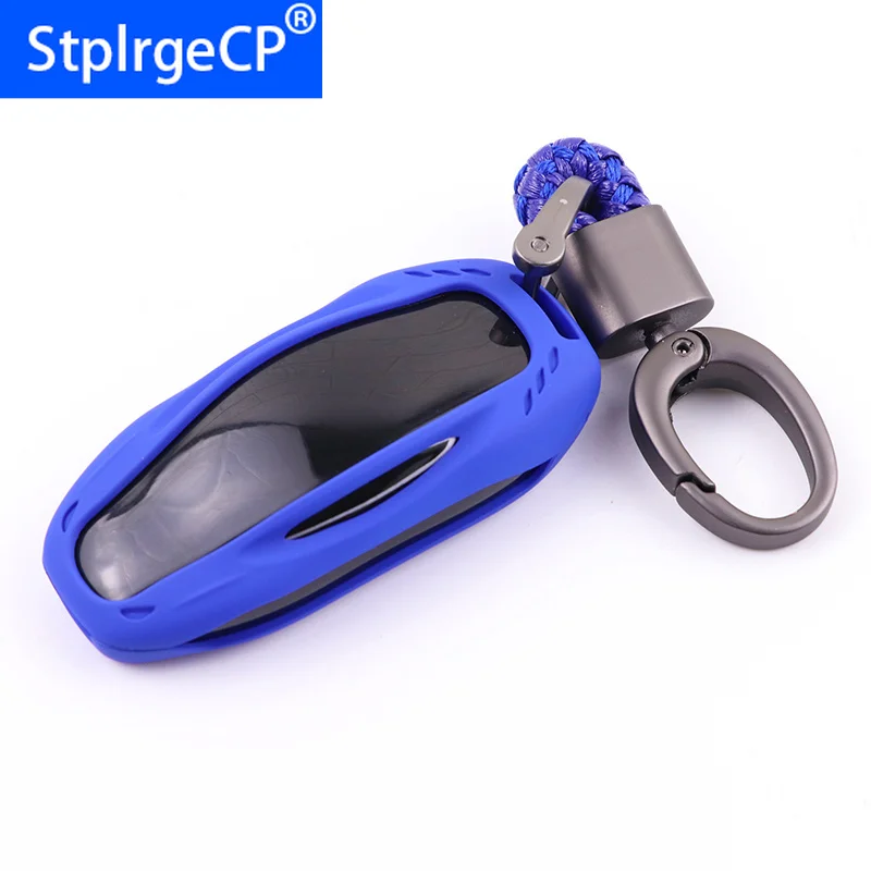 Роскошный синий цвет чехол для ключа автомобиля сумка протектор Tesla Модель S с