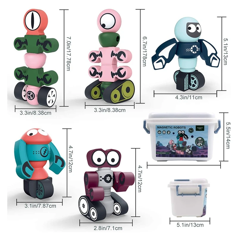 

35 PCS Magnetic Building Blocks Set Magnetic Robots Toy STEM Educational Stacking Toy