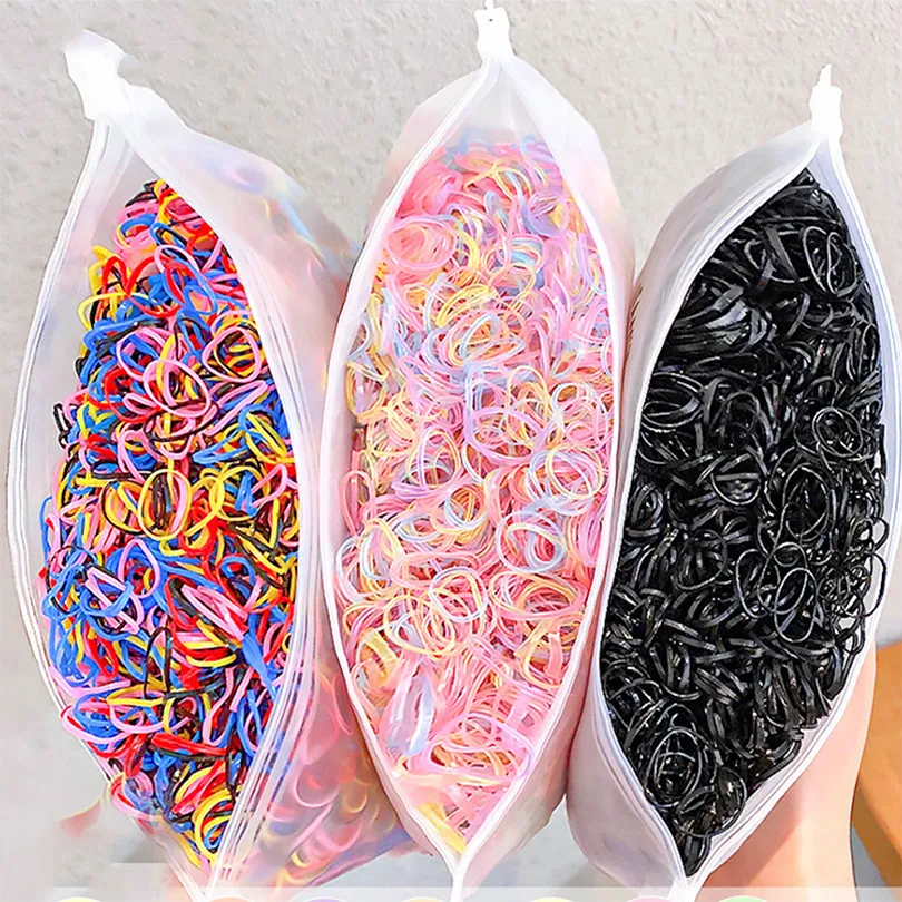 

1000pc Lot Colorful Little Girl Disposable Rubber Bands Ponytail Holder Elastic Hair Bands Fashion Hair Accessories