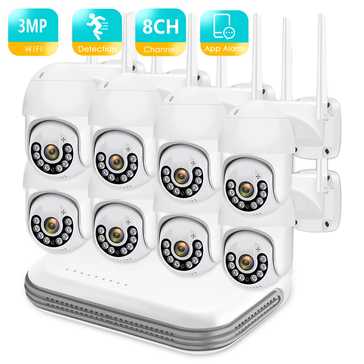 BESDER 8CH Беспроводная система видеонаблюдения NVR Kit HD Mini Wi-Fi с PTZ наружная 3MP AI
