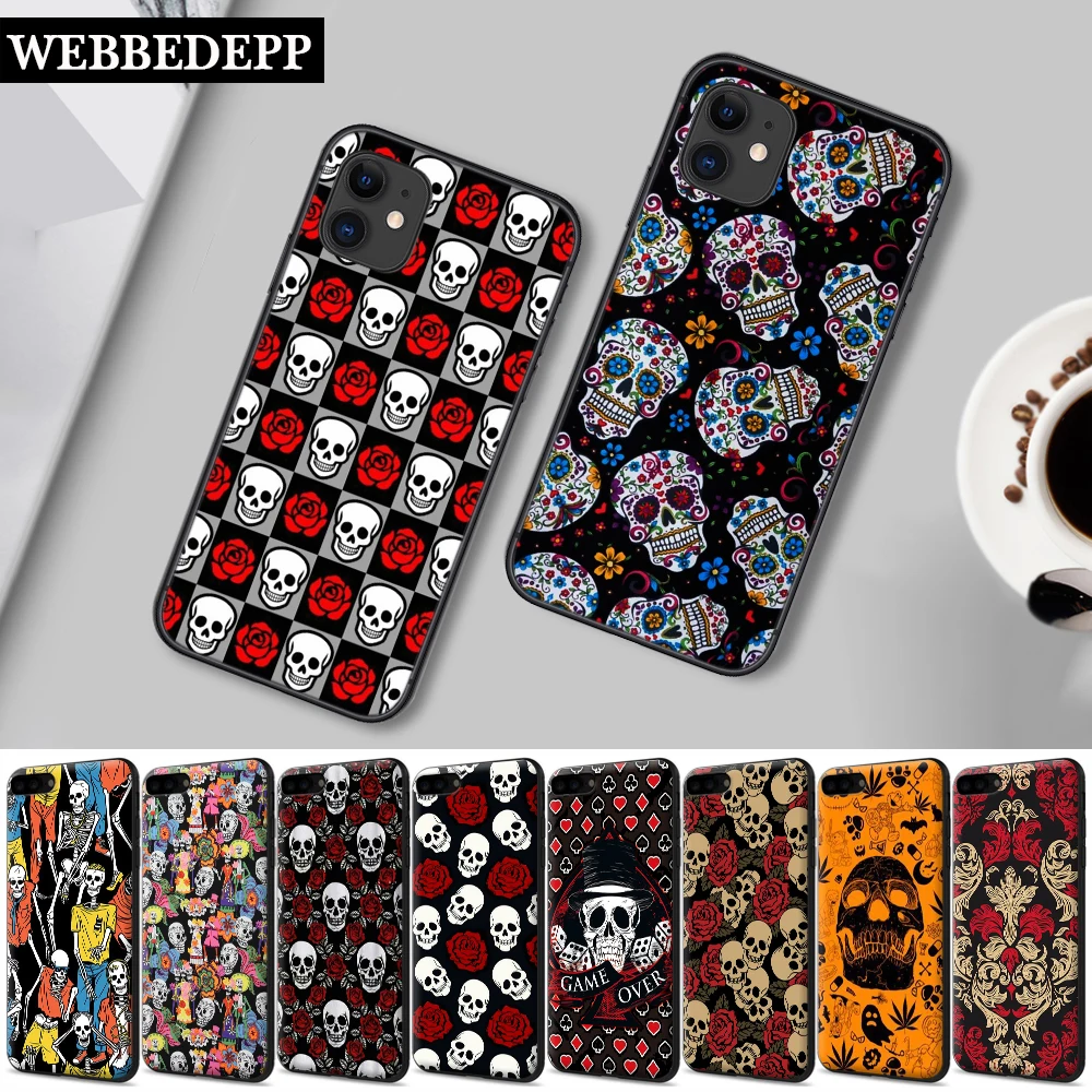 Силиконовый мягкий чехол 94 Вт с рисунком черепа для iPhone 5 SE 5S 6 6S Plus 7 8 11 Pro X XS Max