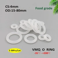 530pcs cs 4mm od 1580mm vmq white silicone o ring seals gasket food grade rubber sealing ring waterproof washer